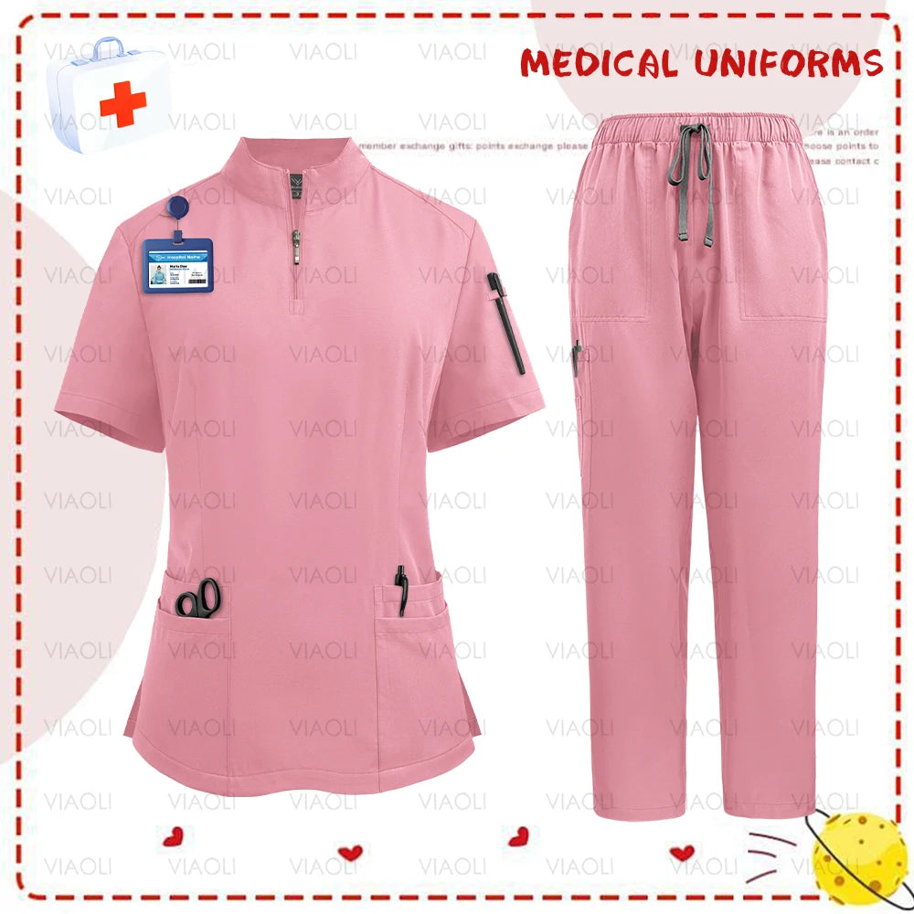 Women's Zip Up Scrub Set
