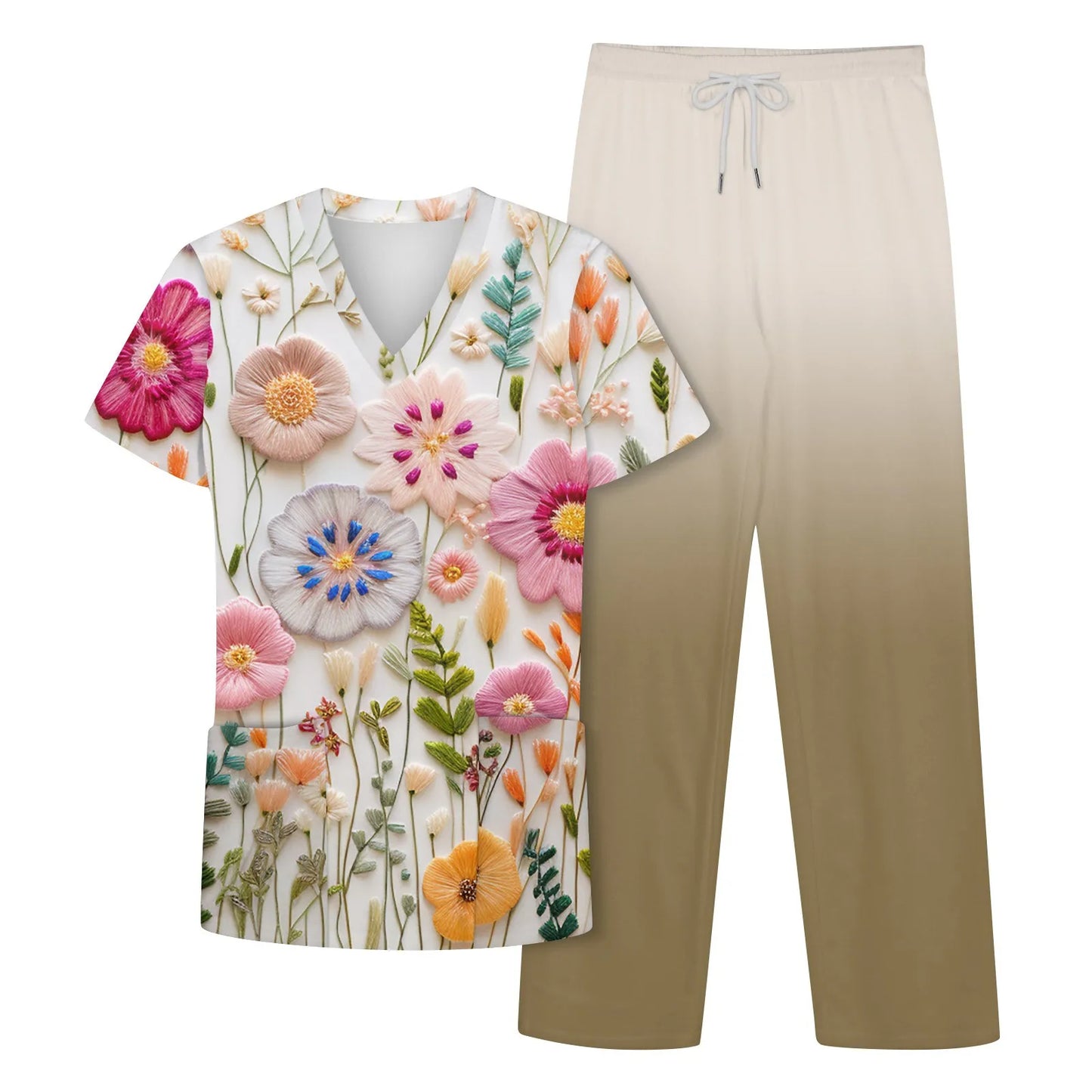 Floral Print Uniforms Set
