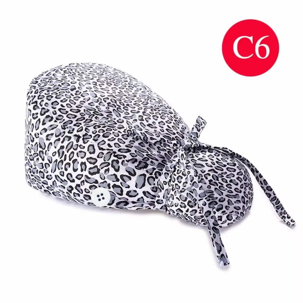 1Pc Cotton Comfortable Work Scrubs Hat Beauty Agency Lab Doctor Dentist Nursing Hats Dustproof Bouffant Adjustable Medical Cap