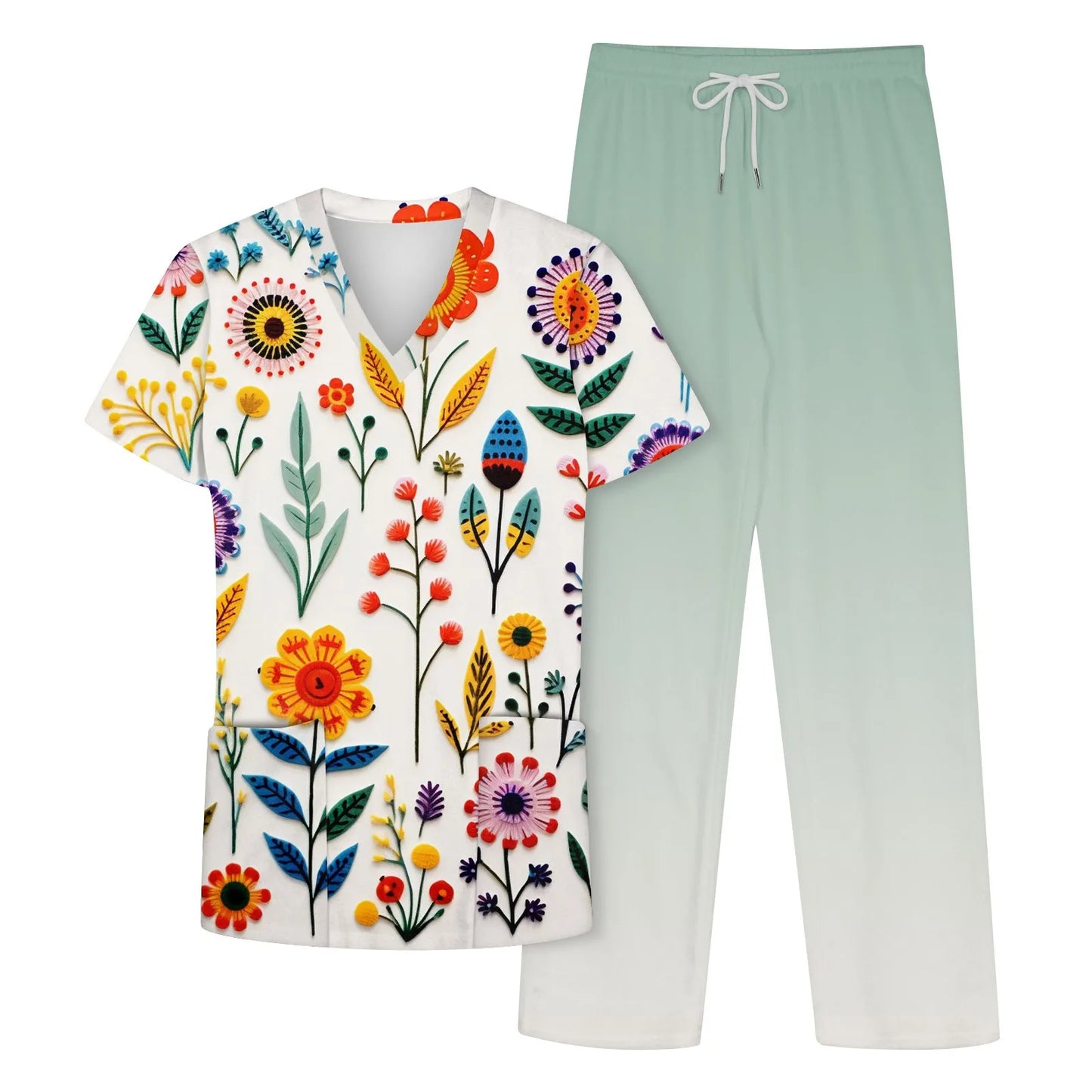 Floral Print Uniforms Set