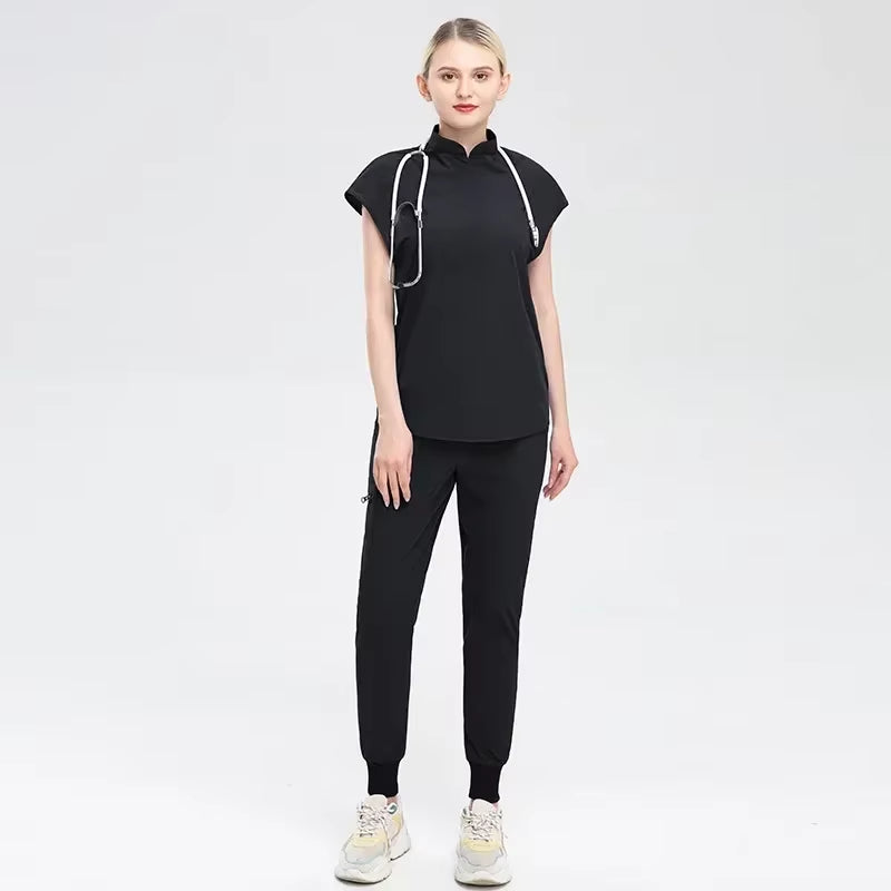 2023 Women Nursing Accessories Doctors Clothes Medical Uniforms Scrubs Sets Hospital Surgical Gowns Short Sleeve Tops Pant