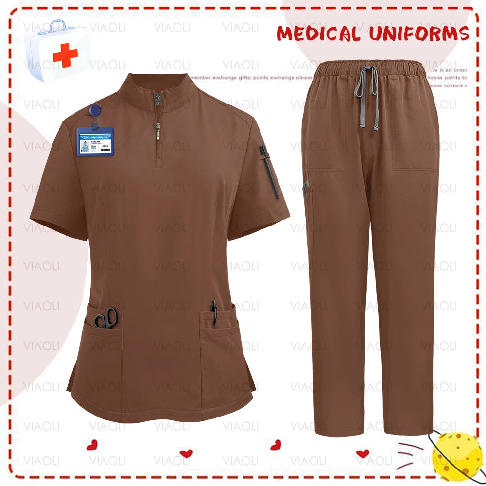 Women's Zip Up Scrub Set
